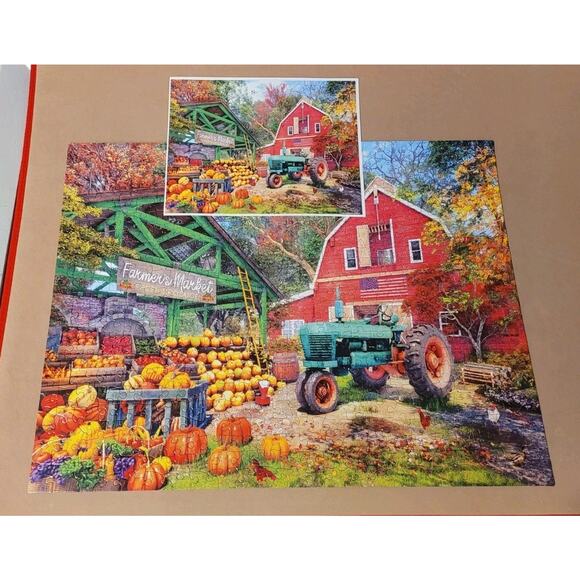 White Mountain Farmer’s Market 500 Pc Puzzle Fall Harvest Scene Complete - Picture 2 of 6